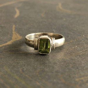 Designer Statement Geometric Gemstone <b>Ring</b> with Cut <b>Peridot</b> (2.8grams) Gold Plated for Everyday Wear and Weddings - Product Image 1