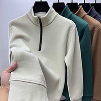Sweat-shirt à col rond pour homme en velours côtelé tricoté, respirant, chaud pour l'automne, avec fermeture éclair, broderie personnalisée du logo OEM