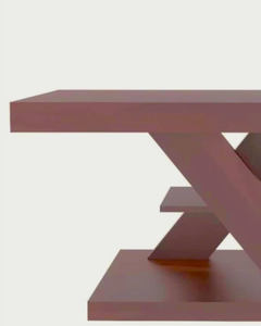 Table basse rectangulaire avec base inclinée unique Étagère inférieure en bois moderne et élément décoratif - Product Image 3