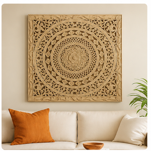 Traditional Japandi Wooden <b>Wall</b> Art Rectangle Handmade Decor Medium Size Home Decoration Dark Brown <b>Frame</b> - Product Image 6