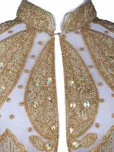 Elegante Burlesque Cape Dress Beaded Strands Lentejuelas para festivales Club Nights Straight Silhouette Logo Back Party Wear Natural - Product Image 6