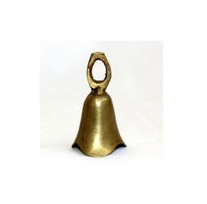 Brass cow bells with leather <b>ties</b> for country home decor pastoral scenes or artistic religious purpose display - Product Image 1