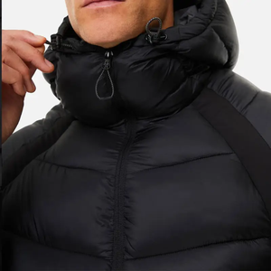 Vente en gros de S-6XL dernier logo personnalisé Veste légère et chaude Manteau d'hiver noir à capuche en coton rembourré pour hommes - Product Image 4