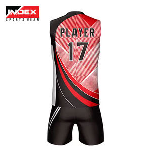 Ensemble de maillot de basket sublimé INDEX, rouge et noir, 17, col en V, sans manches, anti-humidité, uniforme athlétique unisexe - Product Image 2