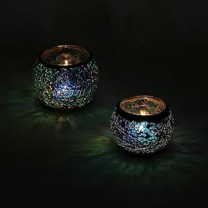 Portavelas de mosaico hecho a mano de alta calidad con azulejos iridiscentes para decoración navideña Bohemia Precio de HF CRAFTS - Product Image 4