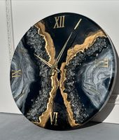 Jam Dinding Resin Epoxy VISUAL - Ukuran dan Bentuk Dapat Disesuaikan, Dioperasikan dengan Baterai, Desain Geometris Abstrak Buatan Tangan Mewah Modern untuk Pernikahan