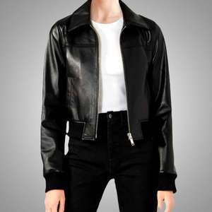 แจ็คเก็ตหนังแกะแท้สำหรับผู้หญิง ขายส่ง แบบมีซิป ระบายอากาศได้ดี สีพื้น ย้อมสีธรรมชาติ เป็นมิตรกับสิ่งแวดล้อม บุผ้านวม แฟชั่นฤดูหนาว - Product Image 1