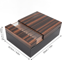Fabricant personnalisé Boîte transparente en bois de cèdre acrylique de grande capacité humidificateur à cigares hydratant de puros