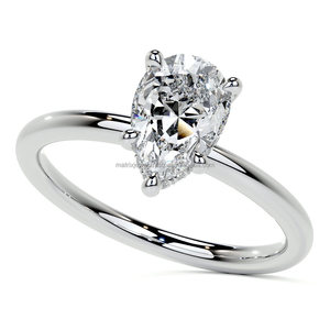 แหวนเพชรเดี่ยวทรงลูกแพร์สุดสวยสำหรับผู้หญิงแหวนเพชรเม็ดเดี่ยวทำจากเงินสเตอลิง925 - Product Image 2