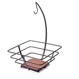 Wrought Iron Metal Wire Storage Baskets with Banana Hanger Desktop Fruit Object Basket Manufacture and Supplier by India