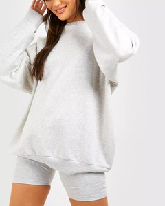 OEM 100% Cotton Street Style Women Shorts <b>Set</b> Custom Drop Shoulder T Shirt& Short Pants Breathable Summer 2Pcs <b>Set</b> - Product Image 2