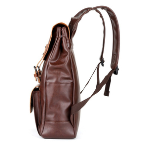 Genuine <b>Leather</b> Laptop <b>Backpack</b> With USB Port <b>Large</b> Capacity Classic Style Unisex Softback Shoulder Straps Zipper Hasp Closure - Product Image 6