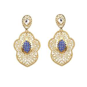The99Jewel <b>Fine</b> <b>Stud</b> <b>Earrings</b> Gold Plated Blue Stone Kundan Dangler - Product Image 1