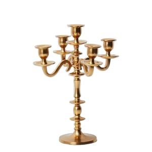 Modern Design Gold-Finished 5-Arm Aluminum Candelabra Custom Table Size <b>Wedding</b> <b>Candle</b> Holder Home Decor Crystal Acrylic - Product Image 1