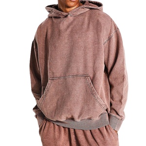 Sweat à capuche personnalisé de haute qualité lavé à l'acide 100% coton lourd goutte épaule lavé à l'acide sweats à capuche hommes - Product Image 1