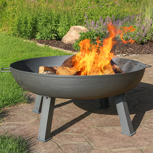 Cast Iron Fire Pit Bowl with <b>Stand</b>, Outdoor <b>BBQ</b> Grill & Patio Heating Bowl for Garden Use HD - Product Image 5
