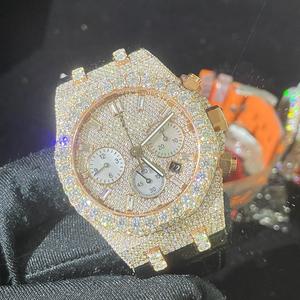 Reloj de cuarzo automático de diamante de moissanita de oro blanco de 10K para adultos Diseño único de acero inoxidable - Product Image 5