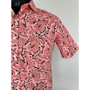 Chemise d'été décontractée en pur coton pour homme, imprimé artisanal, confortable pour le jardin, le pique-nique, cadeau pour papa urbain, tissu popeline ODM - Product Image 2