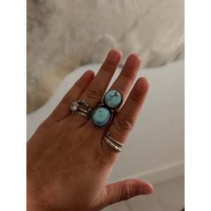 Darrin Livingston Boho <b>Statement</b> <b>Ring</b> Golden Hills Turquoise Bezel Setting in Sterling <b>Silver</b> for Everyday Wear Size 8.5 - Product Image 2
