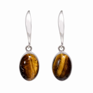 Piedra preciosa de ojo de tigre amarillo de alta calidad, Pendientes colgantes bohemios hechos a mano de Plata de Ley 925, joyería a precio de fábrica - Product Image 1