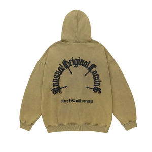 Ustom-Sudadera con capucha para hombre, prenda deportiva masculina ligera con estampado de puff y letras 3D, 100% algodón - Product Image 3