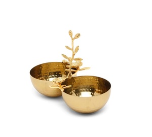 Nuevos tazones de servir de tuercas de Metal de lujo plata con pedestal de rama de hoja dorada ensaladera de fruta decorativa con la mejor calidad - Product Image 4