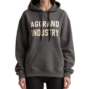 เสื้อฮู้ดผ้าฝ้าย100% โอเวอร์ไซส์สำหรับผู้หญิงเสื้อฮู้ดไหล่ตกดีไซน์แบบกำหนดเอง - Product Image 1