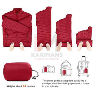 Vestes d'hiver en gros hommes léger voyage amical manteau bouffant poches à fermeture éclair usine conception et impression personnalisées - Product Image 3