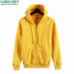 Sweat à capuche zippé 100% coton unisexe avec logo personnalisé veste vierge lourde pour hommes saison d'hiver en polyester teint uni/coton - Product Image 1