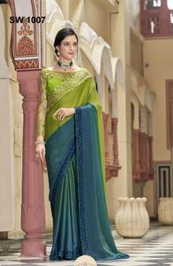 Saree de créateur en soie Design exclusif dernière Collection avec broderie travail lourd vêtements de fête de mariée ethnique - Product Image 4