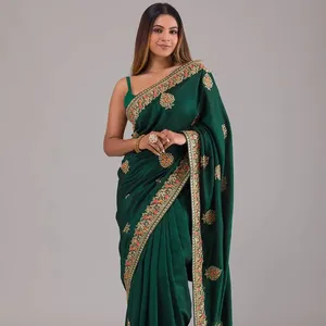 Дизайнерское сари и U-лучшее сочетание D NAME Keshav Priya, чистая Тяжелая шелковая ткань Vichitra вместе с дизайнерскими нитками