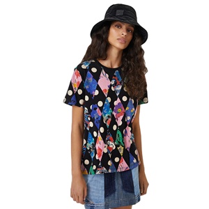 Camisetas de algodón antibolitas para mujer 2024, diseño personalizado, XL estilo informal, decoración de logotipo con estampado de punto de alta calidad, venta al por mayor - Product Image 1