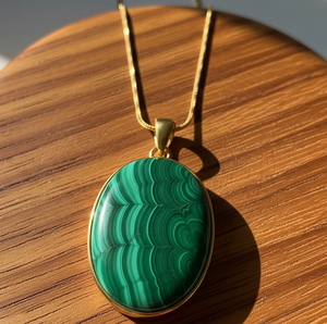 Minimaliste 925 en argent Sterling chaîne délicate malachite naturelle forme ronde pendentif guérison cristal mode pendentifs cadeau - Product Image 3