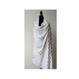 Best Offers White Elegant Machine Embroidered Scarf with Latest Designed Scarf For Women Fashionable Scarf