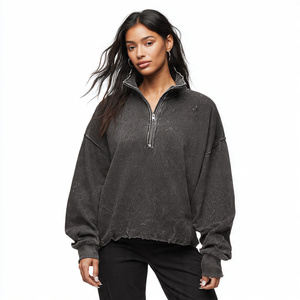 Women's Printed Acid Wash Distressed <b>Drop</b> Shoulder Baggy Winter Sweatshirts Streetwear Polyester/Cotton - Product Image 6