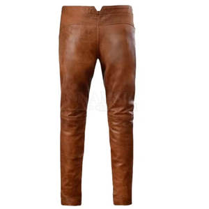 Pantalon en cuir décontracté pour hommes taille haute modèle droit unique prix bon marché vente en gros sur mesure - Product Image 2