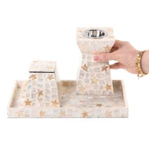 Juego versátil de quemador de incienso de nácar, elegante quemador de Capiz y bandeja de regalo, soporte perfecto para Eid Ramadán o uso doméstico - Product Image 4