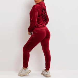 Offre Spéciale automne femmes à capuche ensemble fermeture éclair poche coton haut court veste velours Jogging costume velours survêtements femmes 2 pièces ensemble - Product Image 6