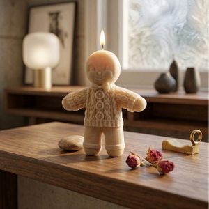Bougie en forme d'homme en pain d'épices, bougie parfumée en cire de soja, bougies décoratives en forme de Noël, bougie pilier décorative, décoration d'intérieur, étiquette privée, couleur personnalisée - Product Image 1