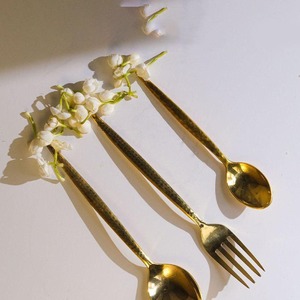 Cuillère et fourchette de conception Simple de service en métal de qualité supérieure avec un long manche en acier inoxydable cuillère et fourchette en argent ensemble d'ustensiles de service - Product Image 5