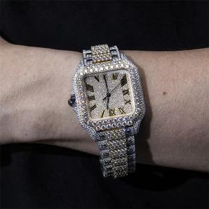 Reloj de Lujo B2B Premium con Esfera Romana Automática, Diamantes Moissanite, Estilo Hip Hop, Completamente Cubierto de Diamantes, Acero Inoxidable, Oro, Plata, Cristal - Product Image 3