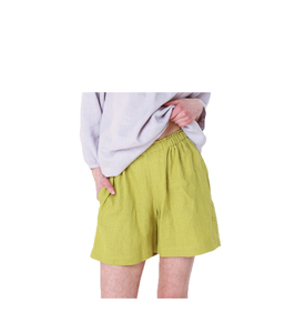 Fabricant de shorts en lin indien faits à la main pour femmes shorts de yoga taille haute plus avec décoration de poche - Product Image 3