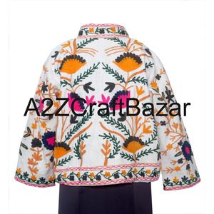 Chaqueta Bomber Suzani Tejida a Mano para Mujer, Abrigo Boho de Invierno, Chaqueta Regular Acolchada Multicolor Bordada a Mano, Venta al por Mayor - Product Image 6