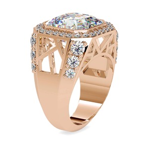 <b>Solid</b> 925 Sterling <b>Silver</b> VVS Moissanite Diamond Engagement & Wedding Ring with 18K Gold Pearl for Both Ceremonies - Product Image 2