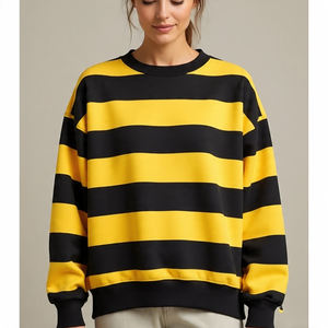 Casual Heavyweight Drop Shoulder Sweatshirts señoras de alta calidad línea de rayas pulóver Streetwear sudaderas mujeres - Product Image 2