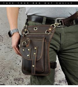 Bolsa de Pierna Vintage de Cuero Genuino Impermeable y Duradera, Riñonera Unisex para Motocicleta, Tamaño Personalizable, para Senderismo, Modelo LB-0004 - Product Image 1