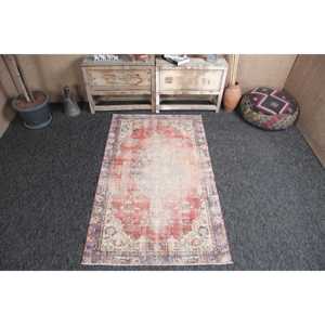 พรมวินเทจขนาด 3.6x6.1 ฟุต, พรมตุรกี, พรมขนสัตว์ลายดอกไม้สีแดง - Product Image 1