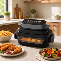Friteuse à air numérique sans huile grande capacité 4,4-6L avec double panier en verre et fenêtre de visualisation pour la cuisine domestique
