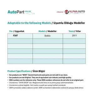 Kit de réparation de lunette arrière droite pour Fiat Doblo (expédition depuis le fabricant turc) Code produit: FD113321 - Product Image 2