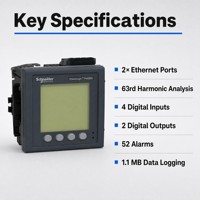 Medidor de Energía y Potencia PM5560 para Montaje en Panel, Pantalla LCD, Monitoreo Eléctrico Industrial